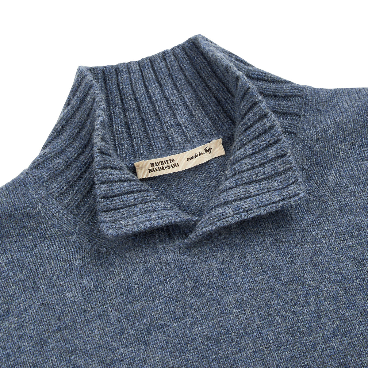 Denim Blue Cashmere Open Turtle Neck