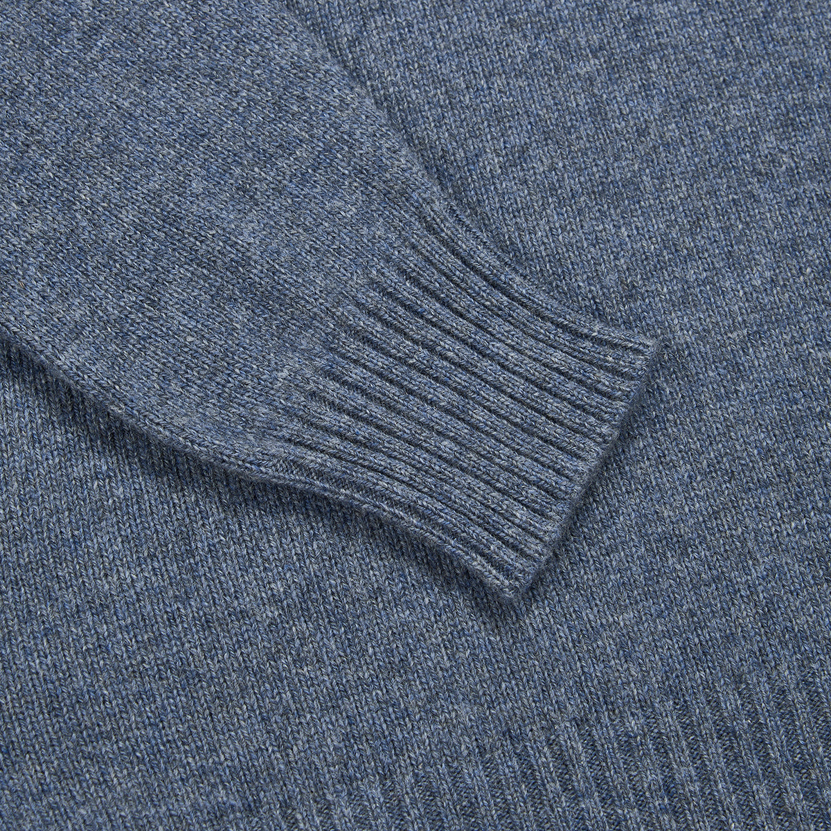 Denim Blue Cashmere Open Turtle Neck