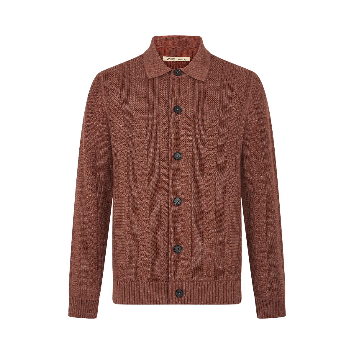 Brick Wool/Linen/Cashmere Blend Knitted Jacket