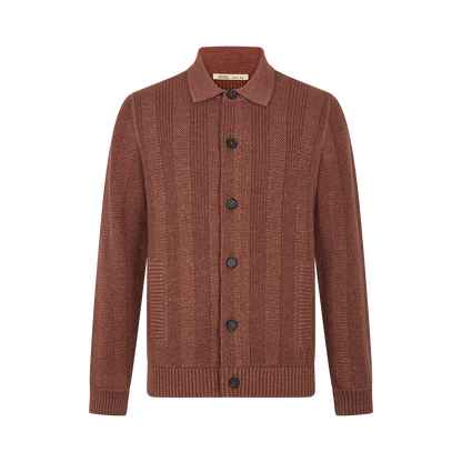 Brick Wool/Linen/Cashmere Blend Knitted Jacket