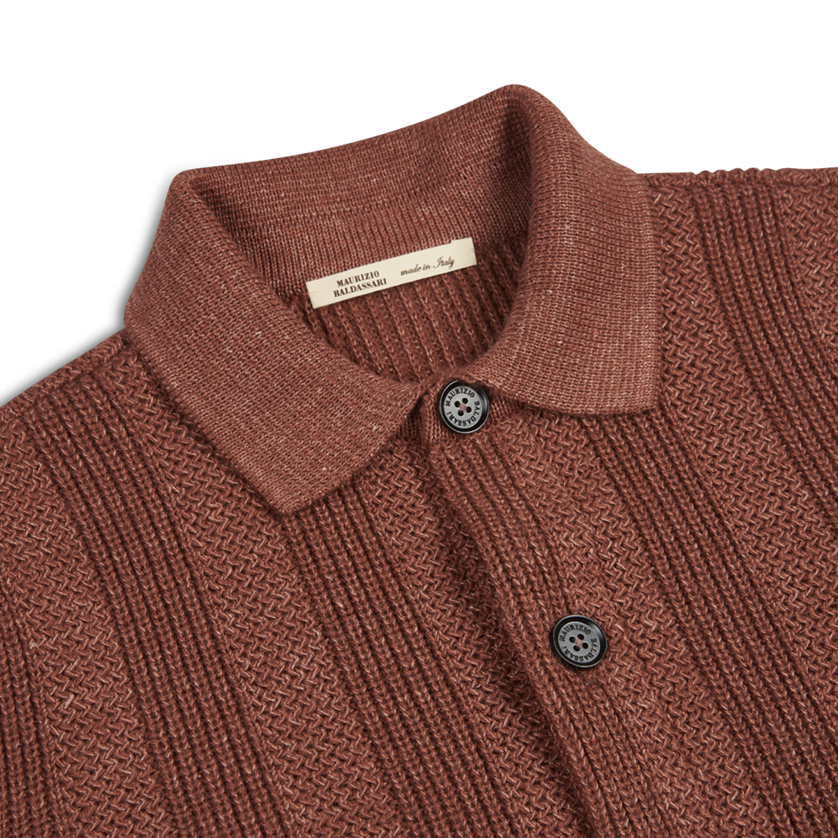 Brick Wool/Linen/Cashmere Blend Knitted Jacket