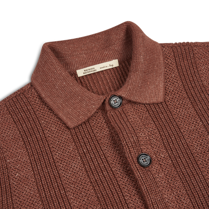 Brick Wool/Linen/Cashmere Blend Knitted Jacket