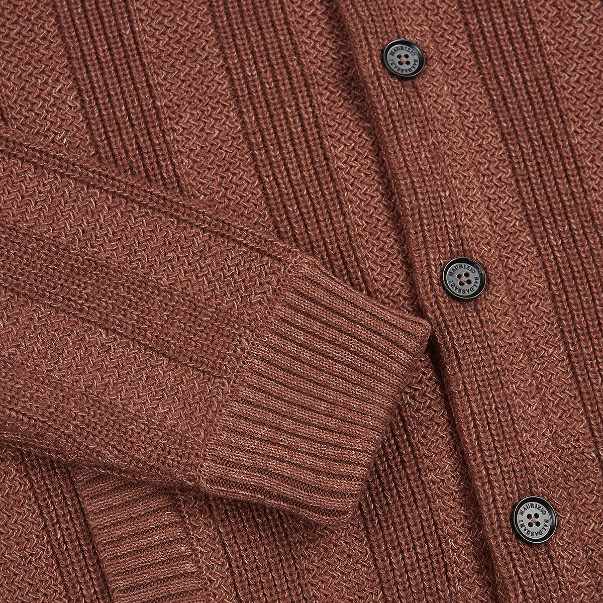 Brick Wool/Linen/Cashmere Blend Knitted Jacket