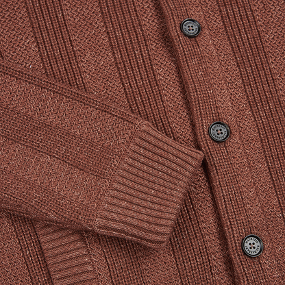 Brick Wool/Linen/Cashmere Blend Knitted Jacket