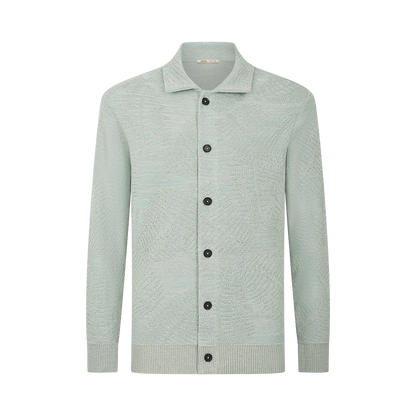 Aqua Green Cotton/Linen Blend Jacquard Palma Overshirt