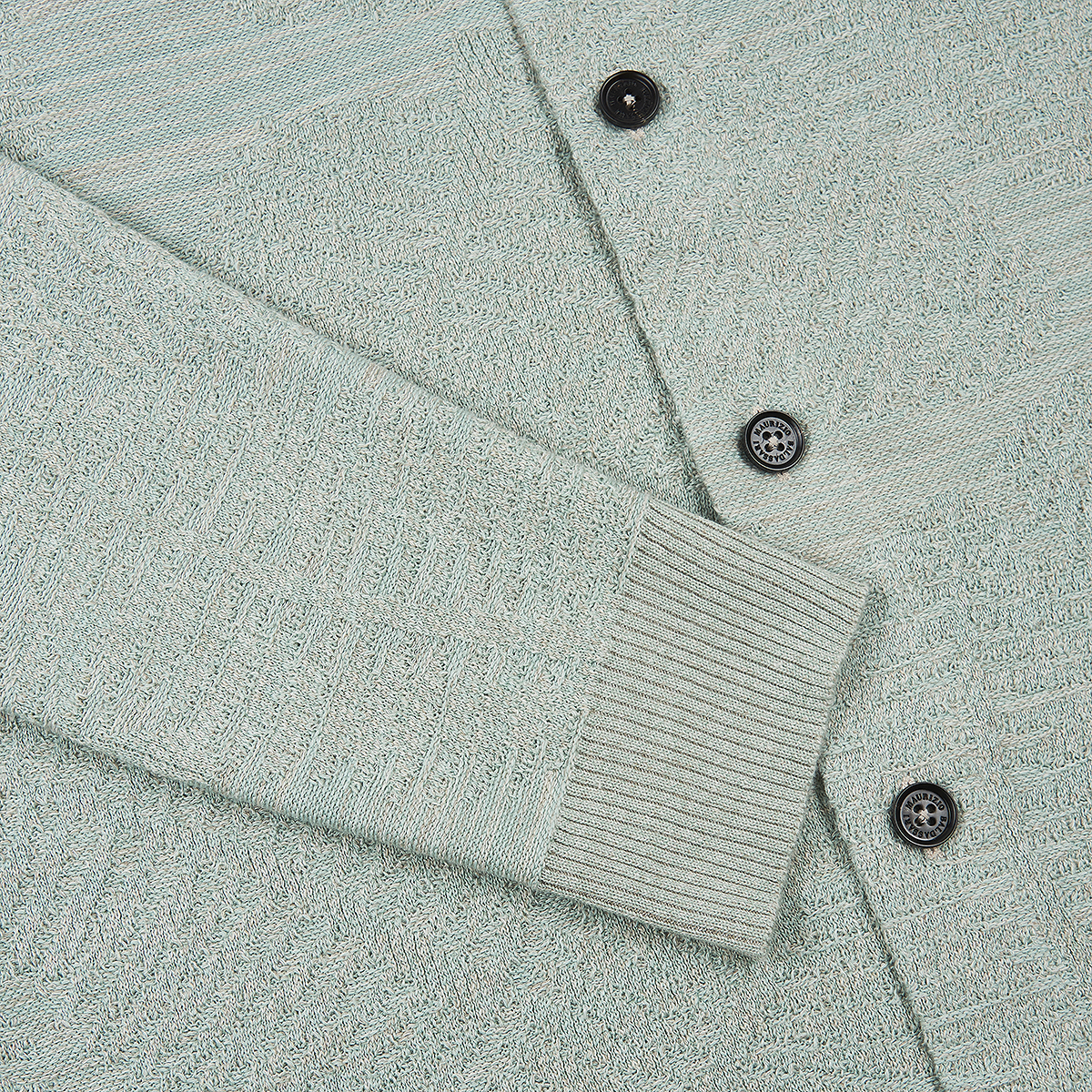 Aqua Green Cotton/Linen Blend Jacquard Palma Overshirt