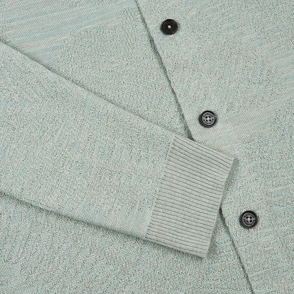 Aqua Green Cotton/Linen Blend Jacquard Palma Overshirt