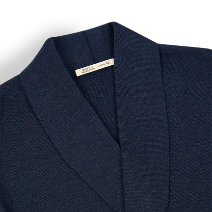 Navy Wool Milano Stitch Double Breasted Cardigan