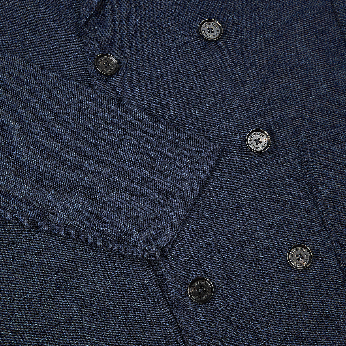 Navy Wool Milano Stitch Double Breasted Cardigan