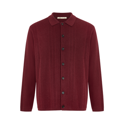 Burgundy Cotton Cashmere Silk Knitted Overshirt