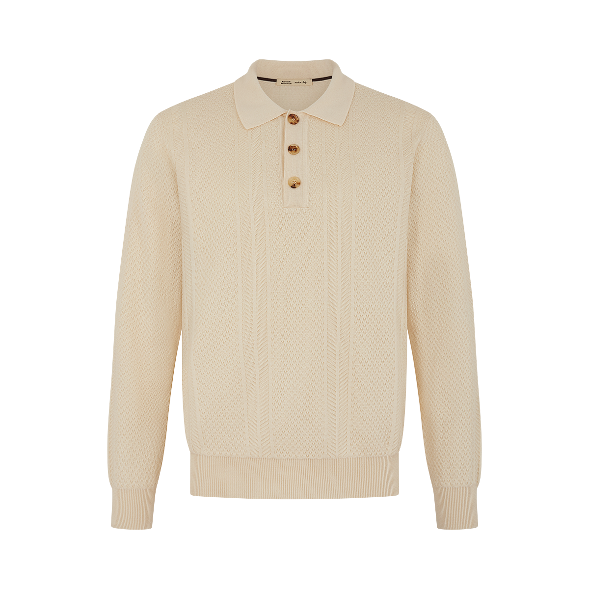 Cream Cotton Cashmere Silk Knitted Polo