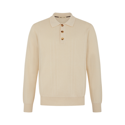 Cream Cotton Cashmere Silk Knitted Polo