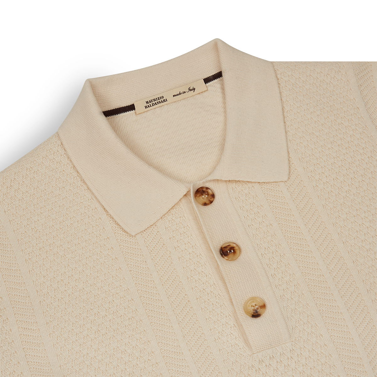 Cream Cotton Cashmere Silk Knitted Polo