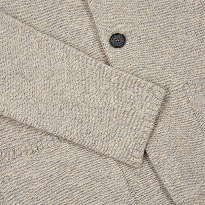 Beige Wool Cotton Winter Mouline Cortina Cardigan