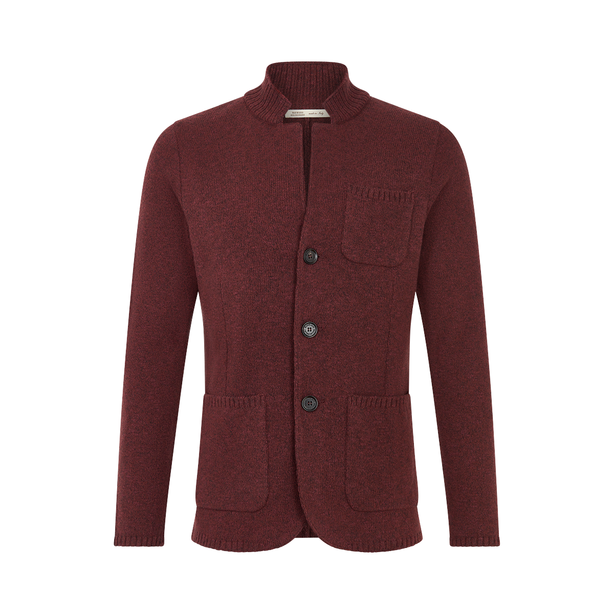 Burgundy Wool Cotton Winter Mouline Cortina Cardigan