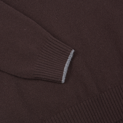 Brown Geelong Wool Quarter Zip Sweater