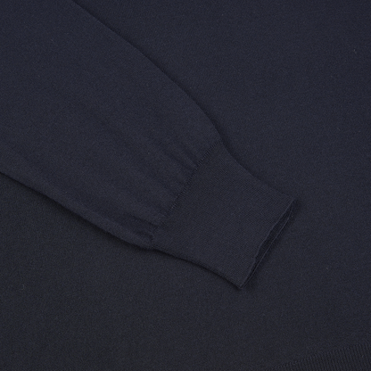 Navy Extrafine Wool/Cashmere Crewneck Sweater
