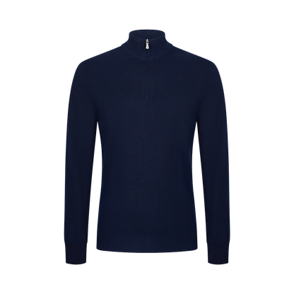 Navy Cashmere 1/4 Zip Sweater