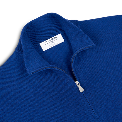 Royal Blue Cashmere 1/4 Zip Sweater
