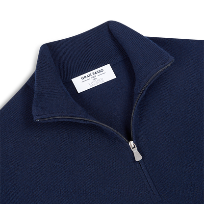 Navy Cashmere 1/4 Zip Sweater