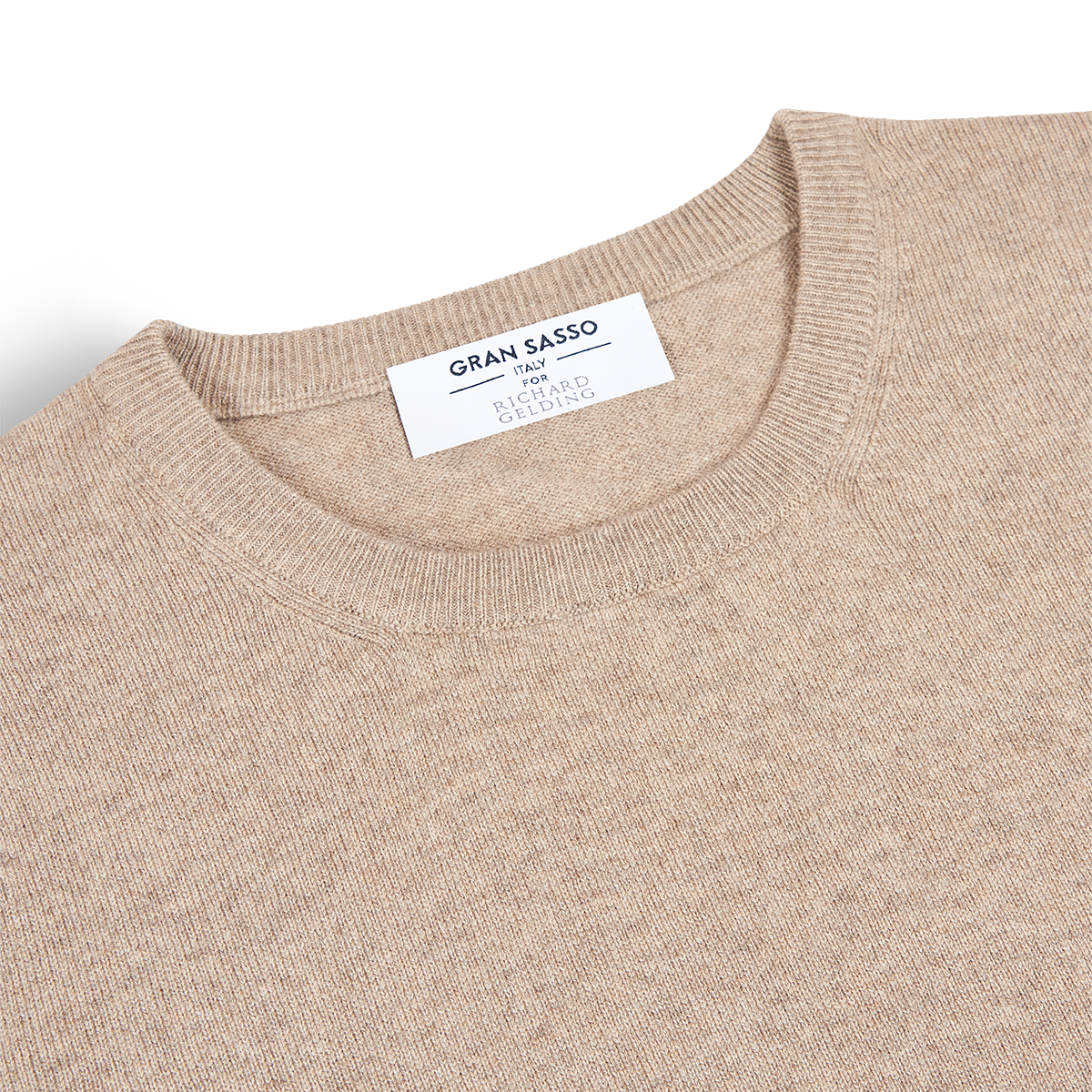 Beige Wool/Viscose/Cashmere Crewneck Sweater