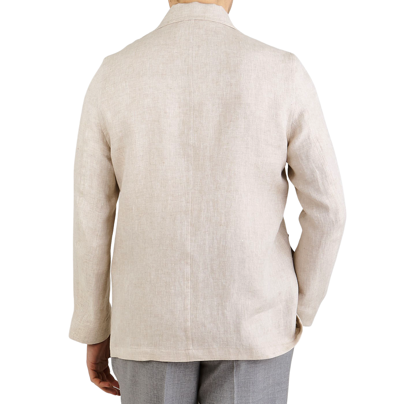Lardini Beige Linen Herringbone Safari Jacket Back