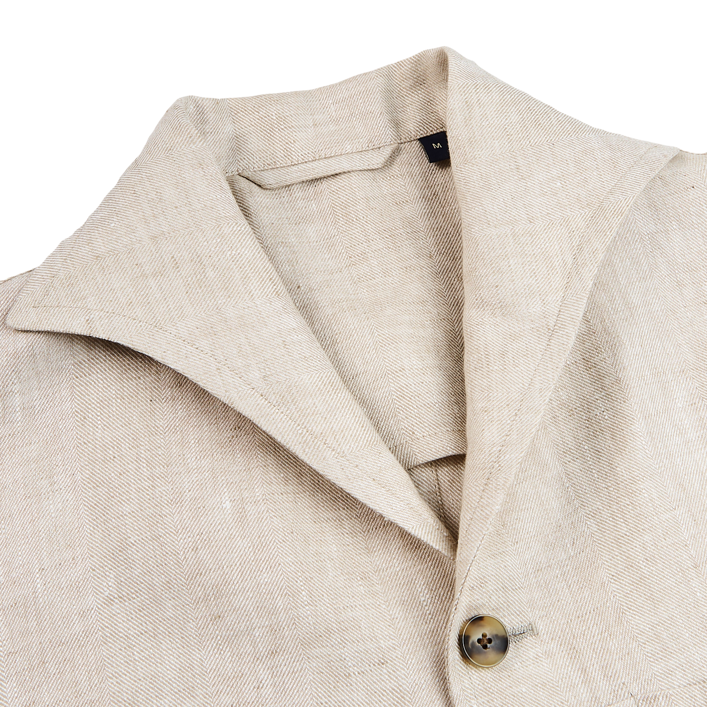 Lardini Beige Linen Herringbone Safari Jacket Collar