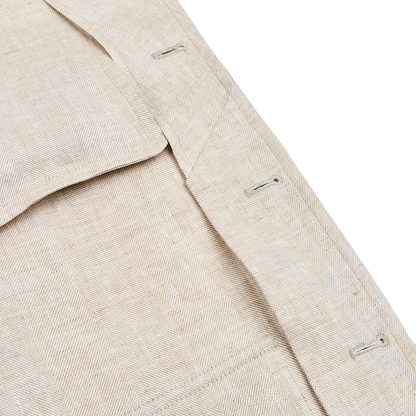 Lardini Beige Linen Herringbone Safari Jacket Inside