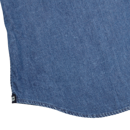 Lardini Blue Washed Denim Cotton Western Shirt Edge