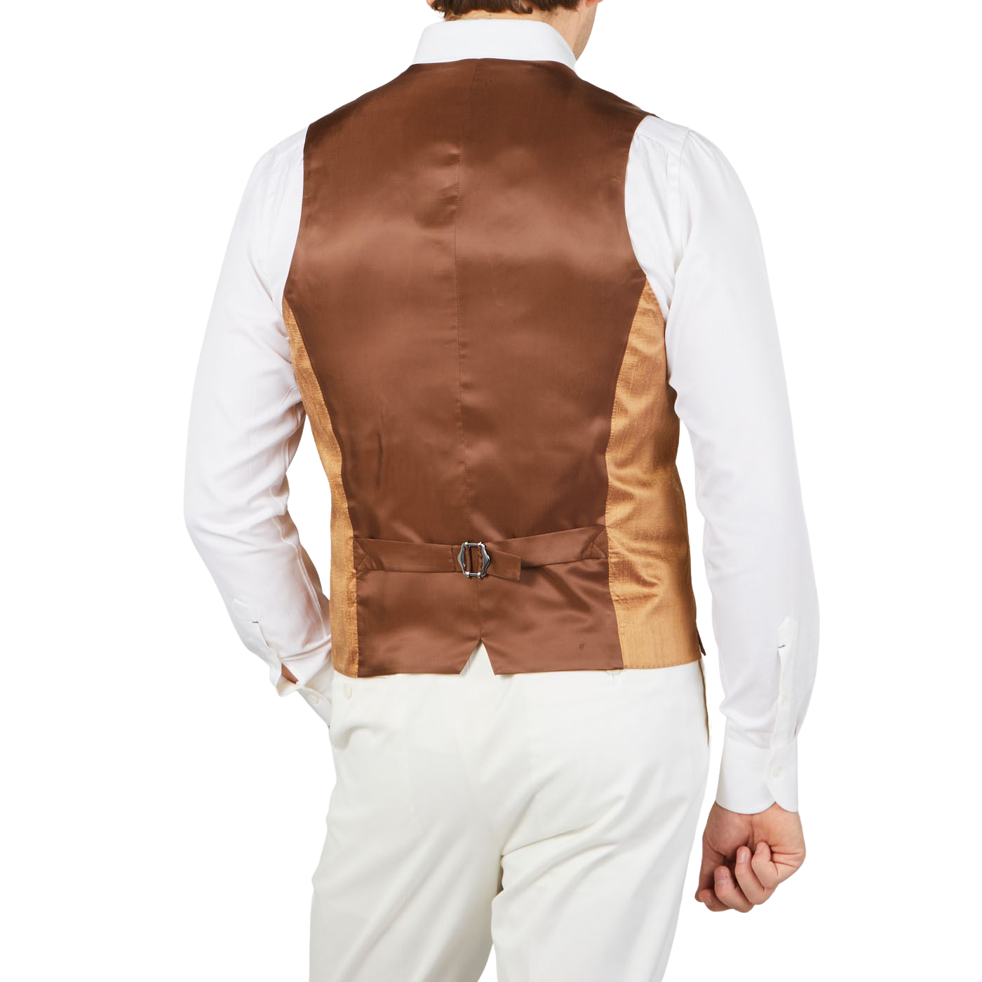 Lardini Bronze Pure Silk DB Waistcoat Back