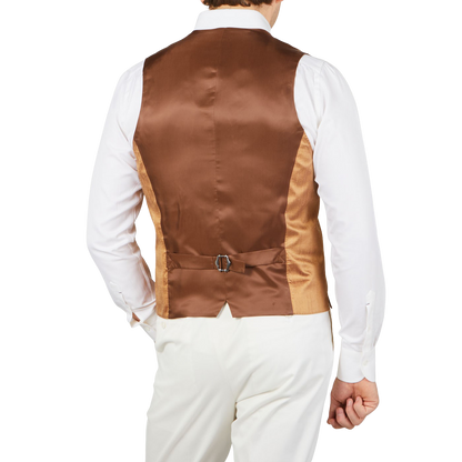 Lardini Bronze Pure Silk DB Waistcoat Back