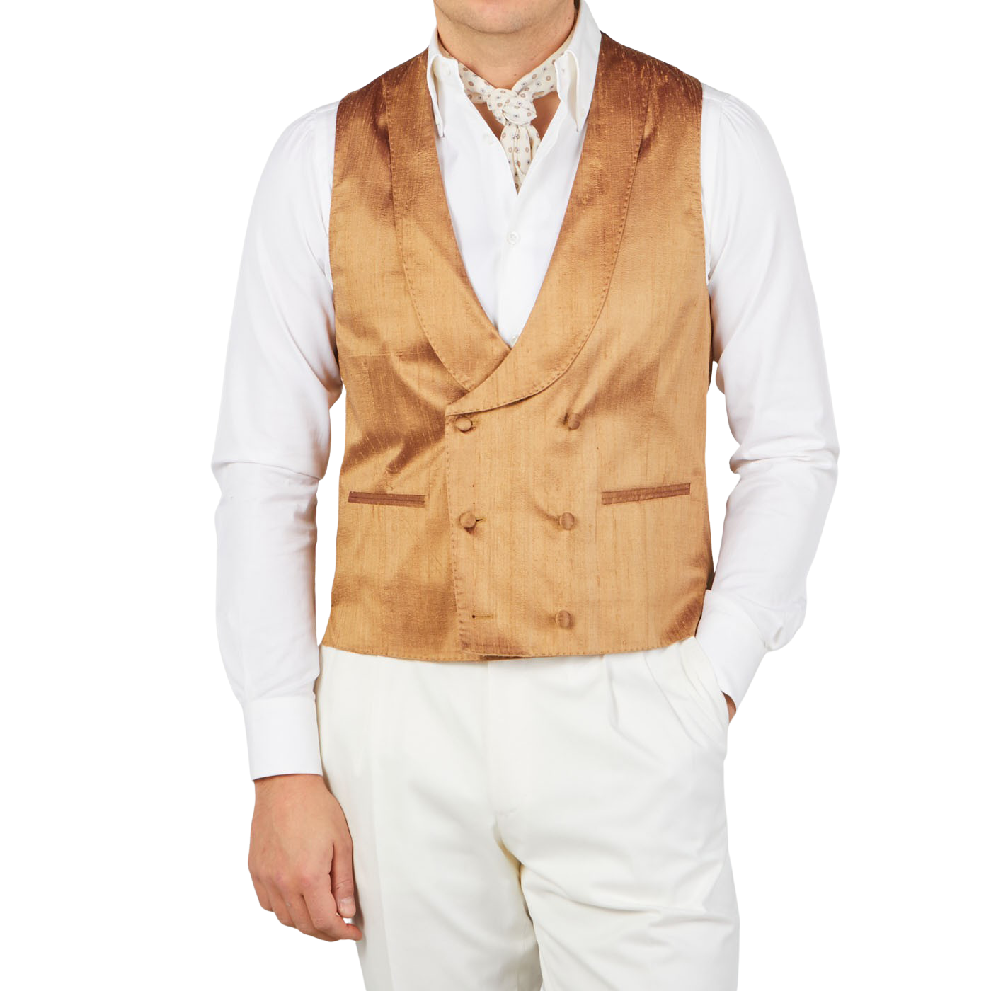 Lardini Bronze Pure Silk DB Waistcoat Front
