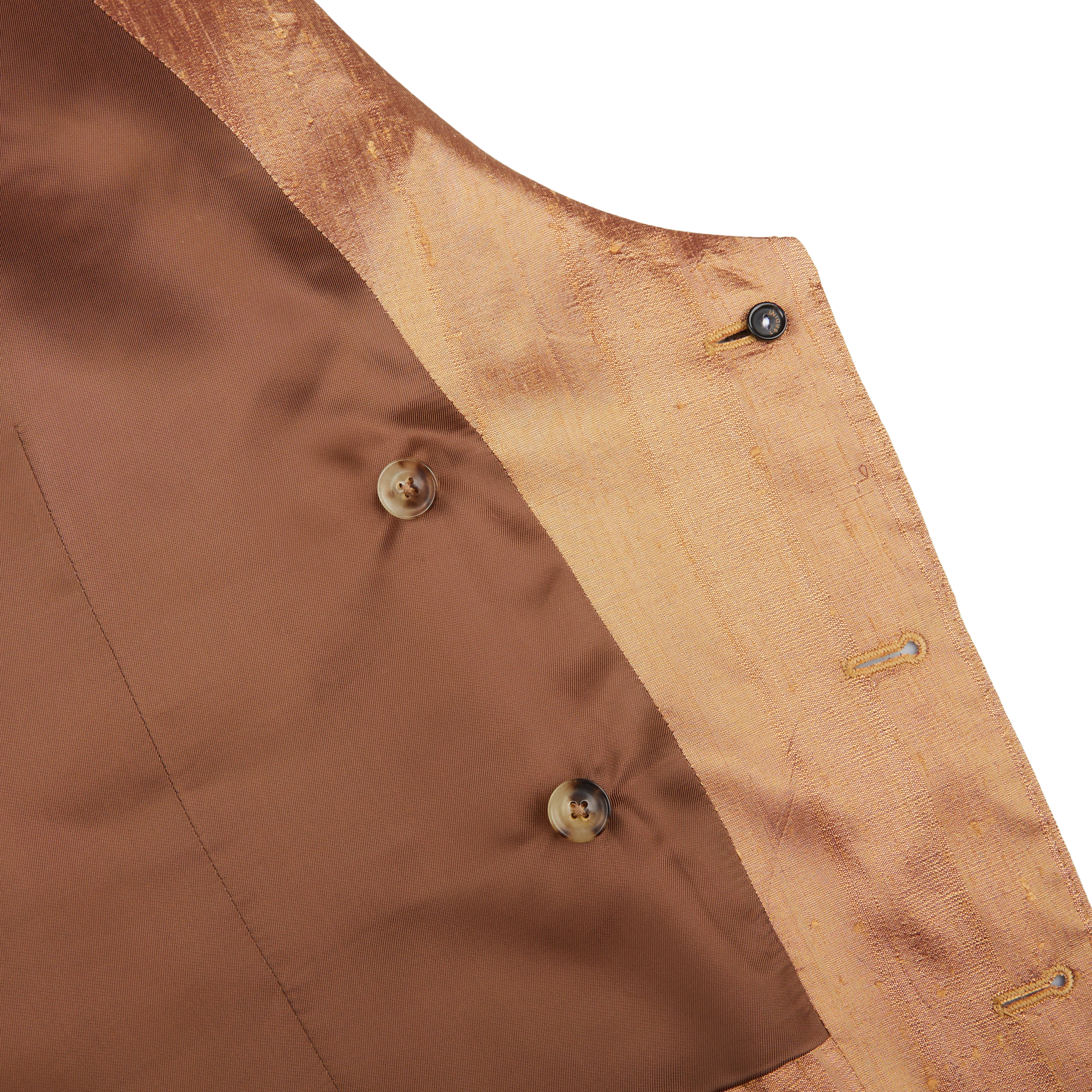 Lardini Bronze Pure Silk DB Waistcoat Inside