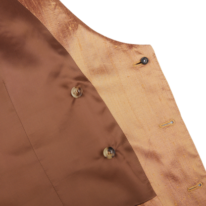 Lardini Bronze Pure Silk DB Waistcoat Inside