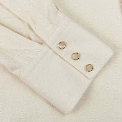 Lardini Cream White Cotton Flannel Western Cuff