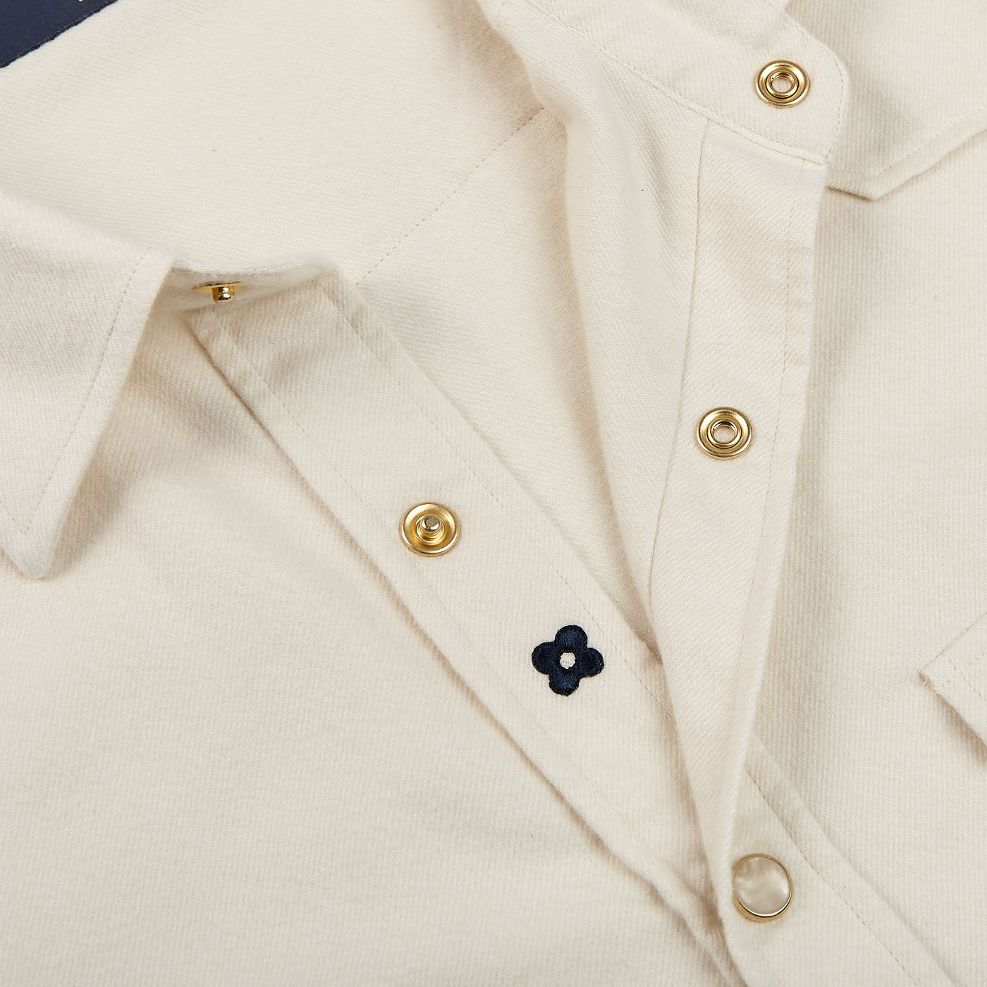 Lardini Cream White Cotton Flannel Western Open