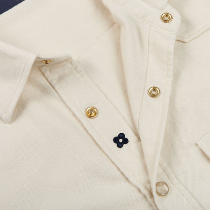 Lardini Cream White Cotton Flannel Western Open