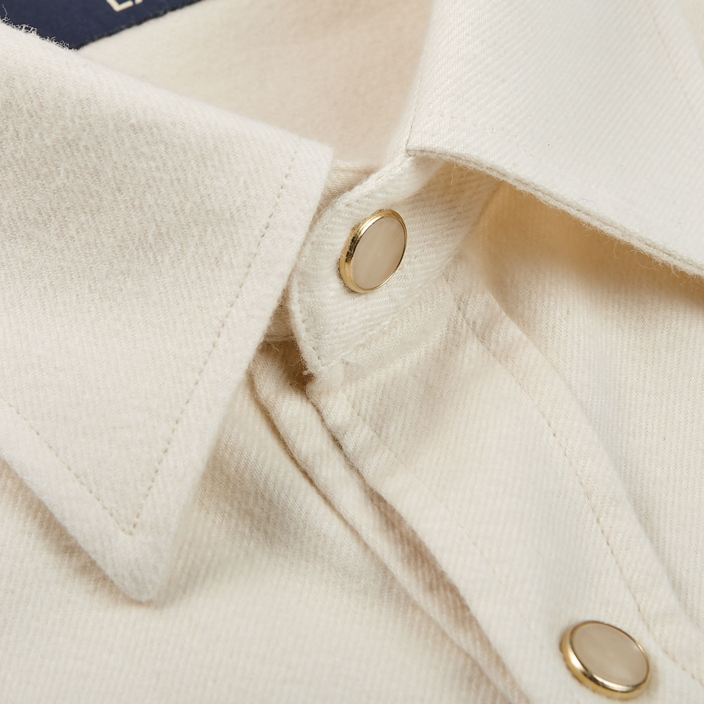 Lardini Cream White Cotton Flannel Western Shirt