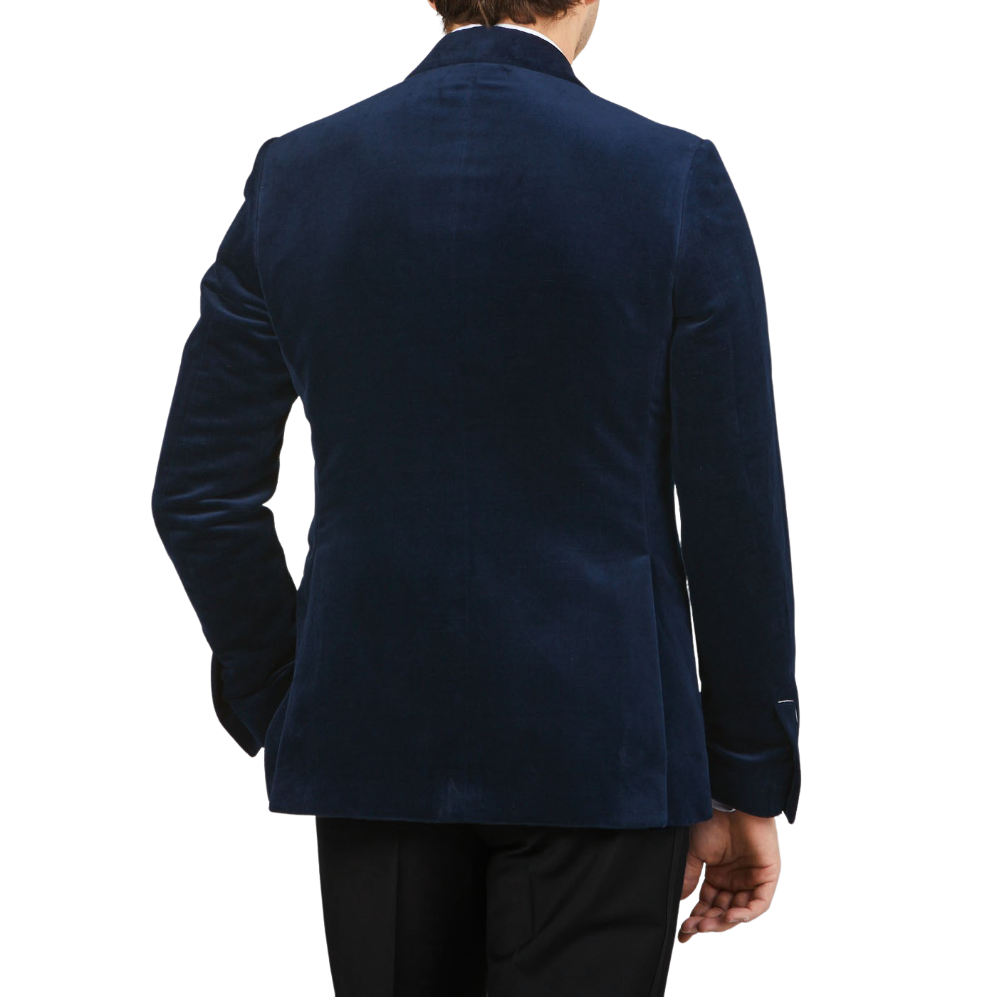 Lardini Dark Blue Cotton Linen Velvet Dinner Jacket Back
