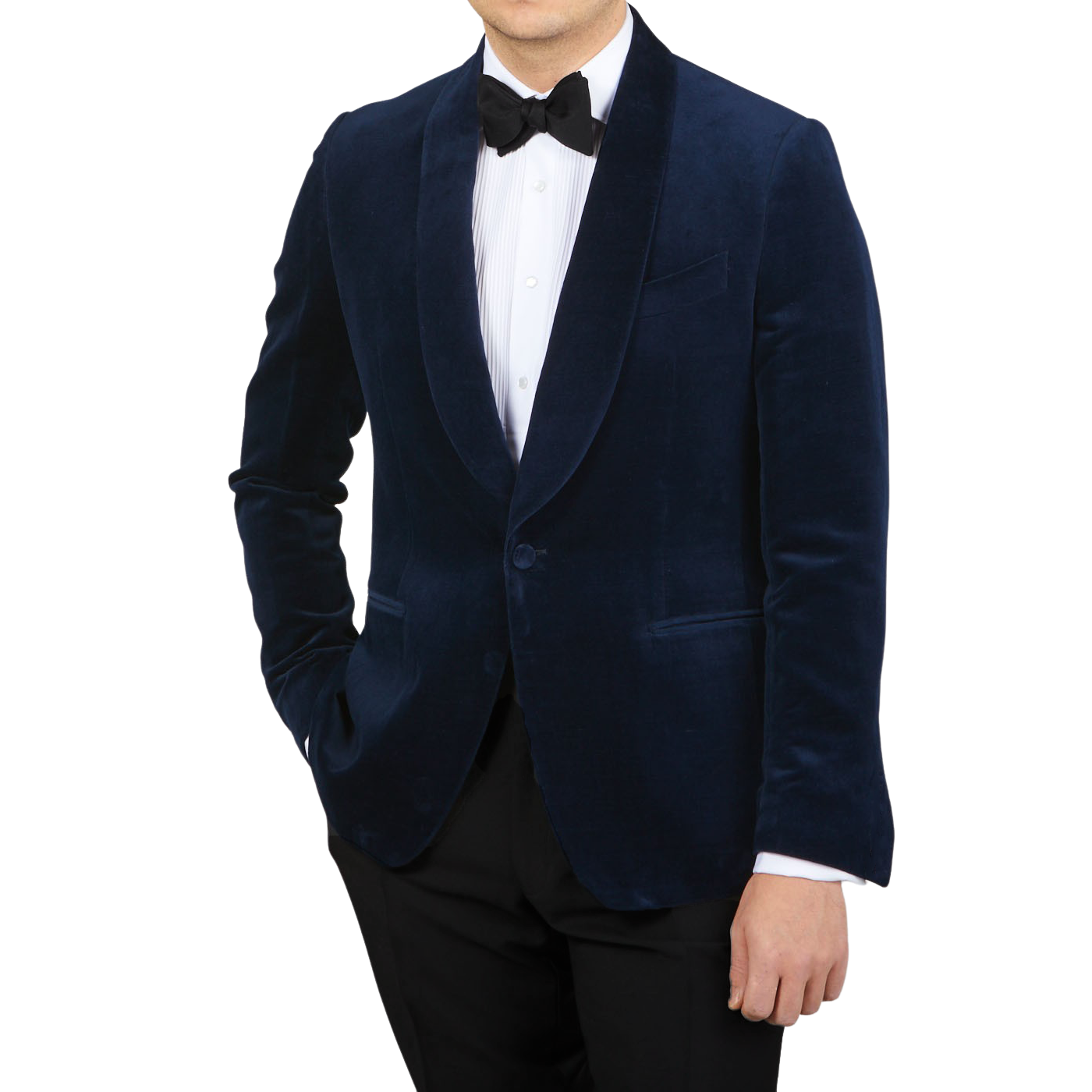 Lardini Dark Blue Cotton Linen Velvet Dinner Jacket Front