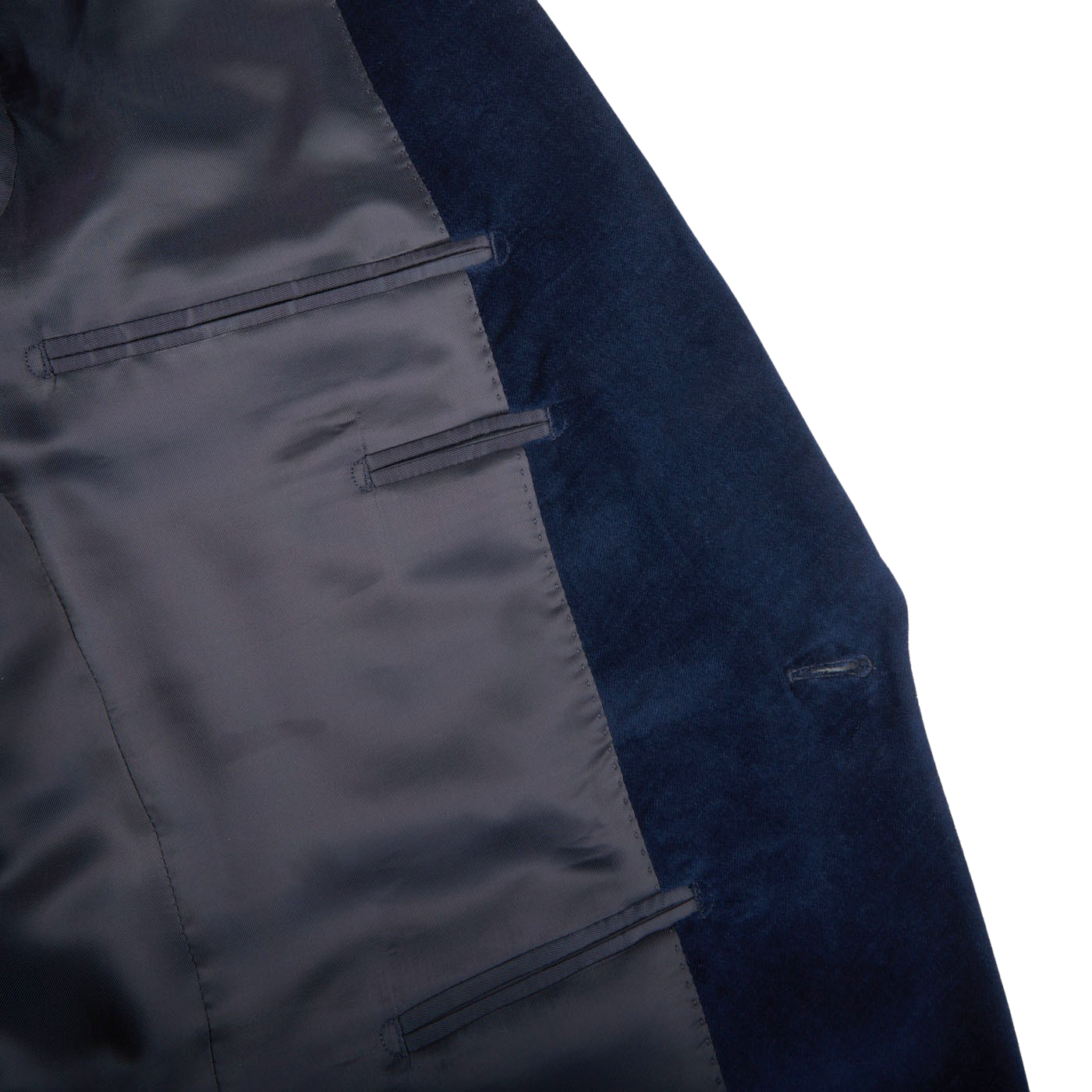 Lardini Dark Blue Cotton Linen Velvet Dinner Jacket Inside