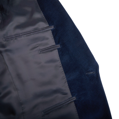 Lardini Dark Blue Cotton Linen Velvet Dinner Jacket Inside
