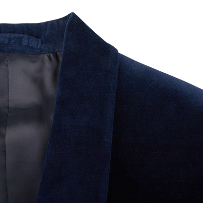 Lardini Dark Blue Cotton Linen Velvet Dinner Jacket Lapel