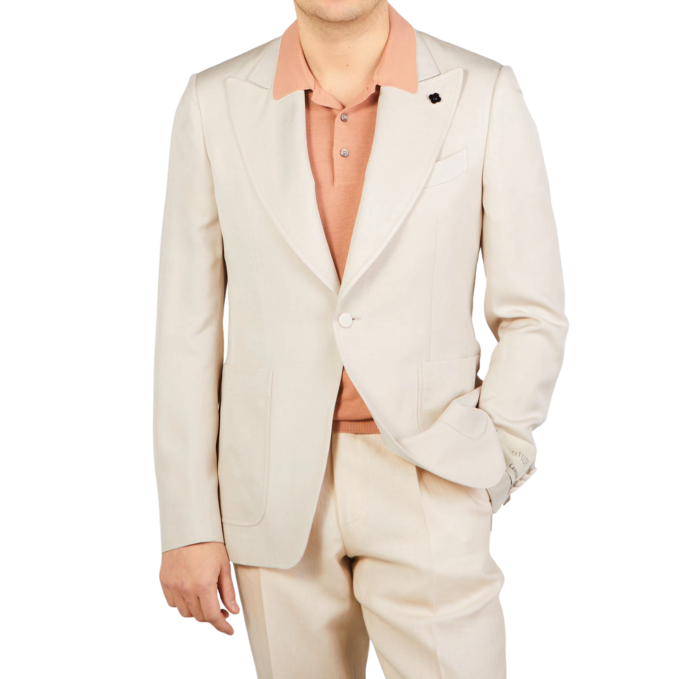 Lardini Light Beige Silk Blend Dinner Jacket Front