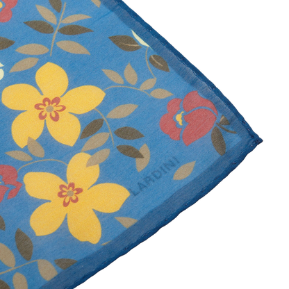 Lardini Light Blue Cotton Silk Printed Pocket Square Edge