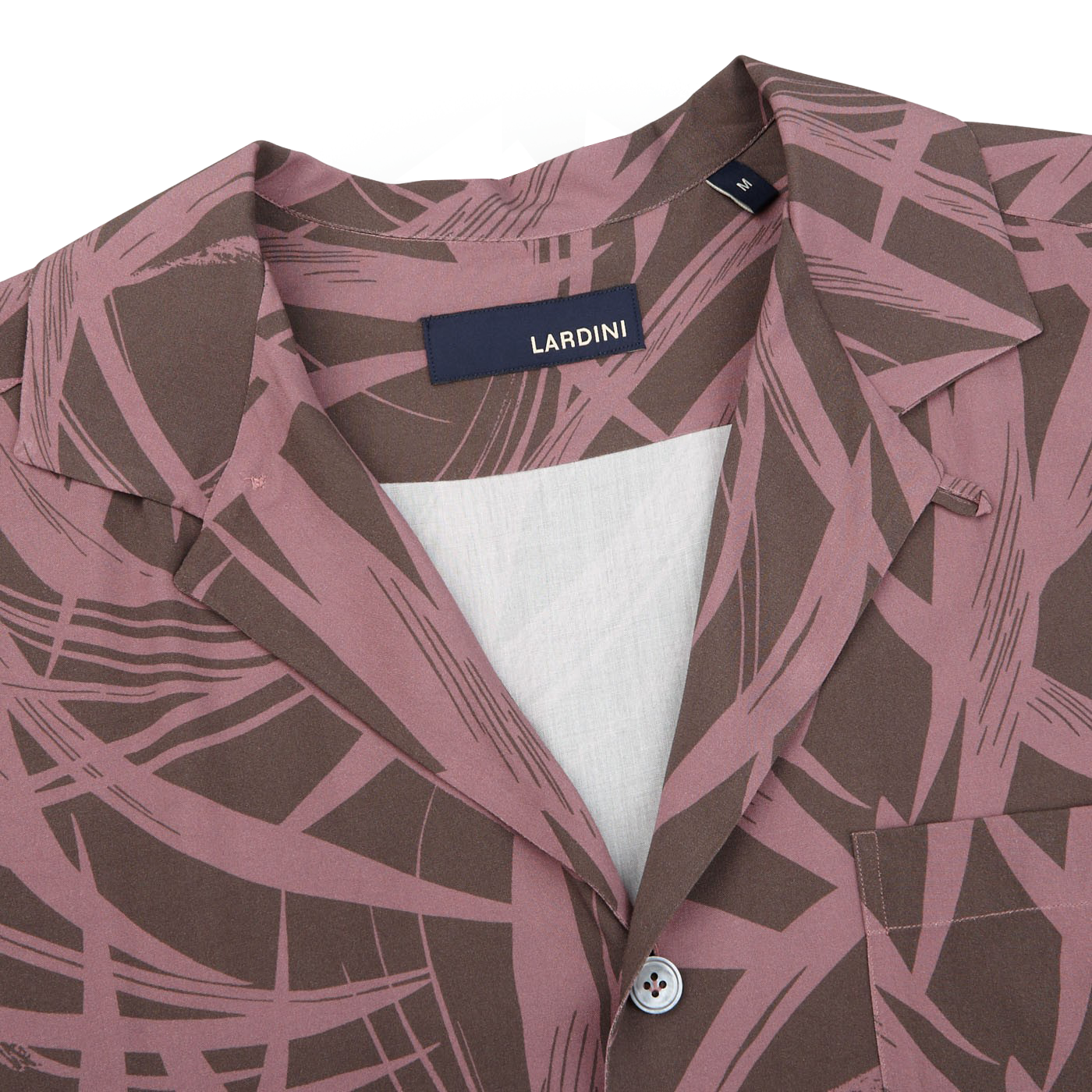 Lardini Purple Palm Print Viscose Capri Collar Shirt Collar