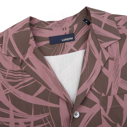 Lardini Purple Palm Print Viscose Capri Collar Shirt Collar
