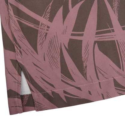 Lardini Purple Palm Print Viscose Capri Collar Shirt Edge