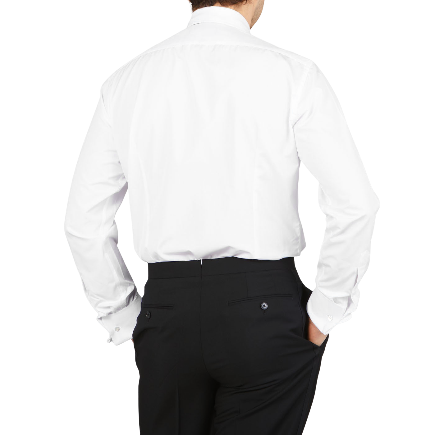 Lardini White Cotton Double Cuff Eveningwear Shirt Back