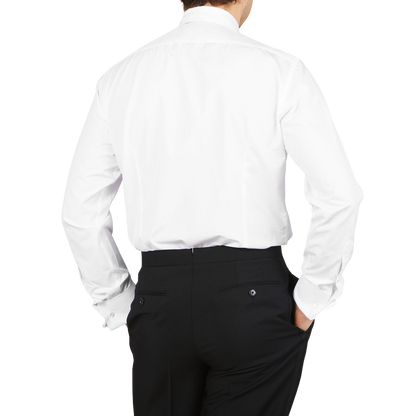 Lardini White Cotton Double Cuff Eveningwear Shirt Back